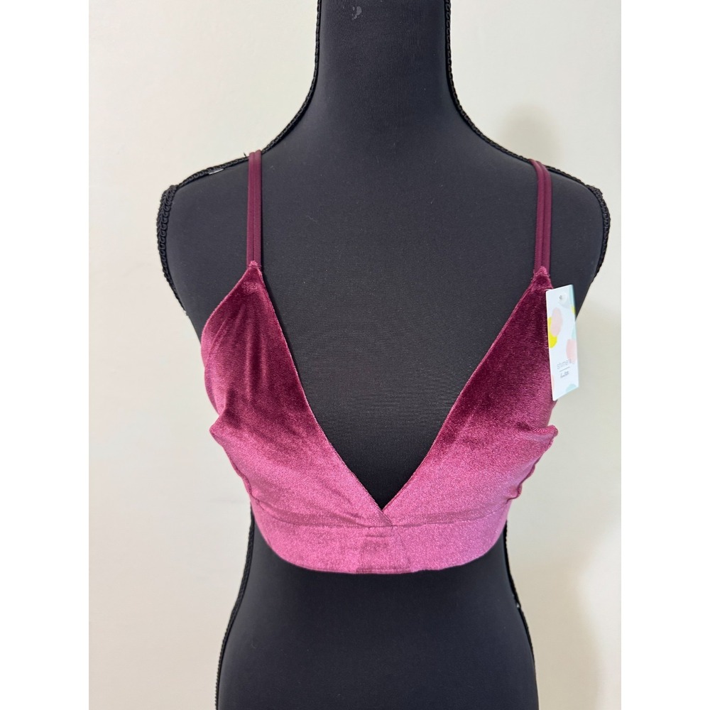SHIMERA Lounge Bralette Seamless Tag-less Burgundy Fig Spaghetti Wire-free S NWT